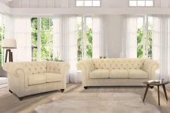 Home affaire Chesterfield-Sofa »Duc 3-Sitzer« hochwertige Knopfheftung im Rücken, Samtoptik mit changierender Optik