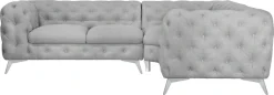 Home affaire Chesterfield-Sofa »Ecksofa GLYNIS L-Form mit Wellenunterfederung, Maße B/T/H 264/204/75cm« aufwändige Knopfheftung, moderne Chesterfield Optik, Fußfarbe wählbar