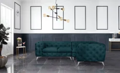 Home affaire Chesterfield-Sofa »Ecksofa GLYNIS L-Form mit Wellenunterfederung, Maße B/T/H 264/204/75cm« aufwändige Knopfheftung, moderne Chesterfield Optik, Fußfarbe wählbar