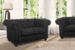 Home affaire Chesterfield-Sofa »Duc 2-Sitzer« hochwertige Knopfheftung im Rücken, Samtoptik mit changierender Optik