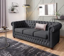 Home affaire Chesterfield-Sofa »New Castle« mit hochwertiger Knopfheftung in Chesterfield-Design, B/T/H: 203/86/72