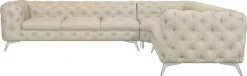 Home affaire Chesterfield-Sofa »Ecksofa GLYNIS L-Form mit Wellenunterfederung, Maße B/T/H 323/264/75cm« aufwändige Knopfheftung, moderne Chesterfield Optik, Fußfarbe wählbar