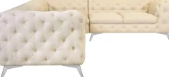 Home affaire Chesterfield-Sofa »Ecksofa GLYNIS L-Form mit Wellenunterfederung, Maße B/T/H 323/264/75cm« aufwändige Knopfheftung, moderne Chesterfield Optik, Fußfarbe wählbar