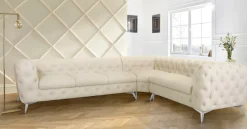 Home affaire Chesterfield-Sofa »Ecksofa GLYNIS L-Form mit Wellenunterfederung, Maße B/T/H 323/264/75cm« aufwändige Knopfheftung, moderne Chesterfield Optik, Fußfarbe wählbar