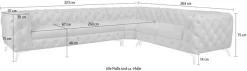 Home affaire Chesterfield-Sofa »Ecksofa GLYNIS L-Form mit Wellenunterfederung, Maße B/T/H 323/264/75cm« aufwändige Knopfheftung, moderne Chesterfield Optik, Fußfarbe wählbar