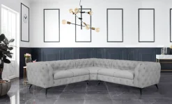 Home affaire Chesterfield-Sofa »Ecksofa GLYNIS L-Form mit Wellenunterfederung, Maße B/T/H 264/264/75cm« aufwändige Knopfheftung, moderne Chesterfield Optik, Fußfarbe wählbar