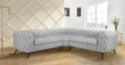 Home affaire Chesterfield-Sofa »Ecksofa GLYNIS L-Form mit Wellenunterfederung, Maße B/T/H 264/264/75cm« aufwändige Knopfheftung, moderne Chesterfield Optik, Fußfarbe wählbar