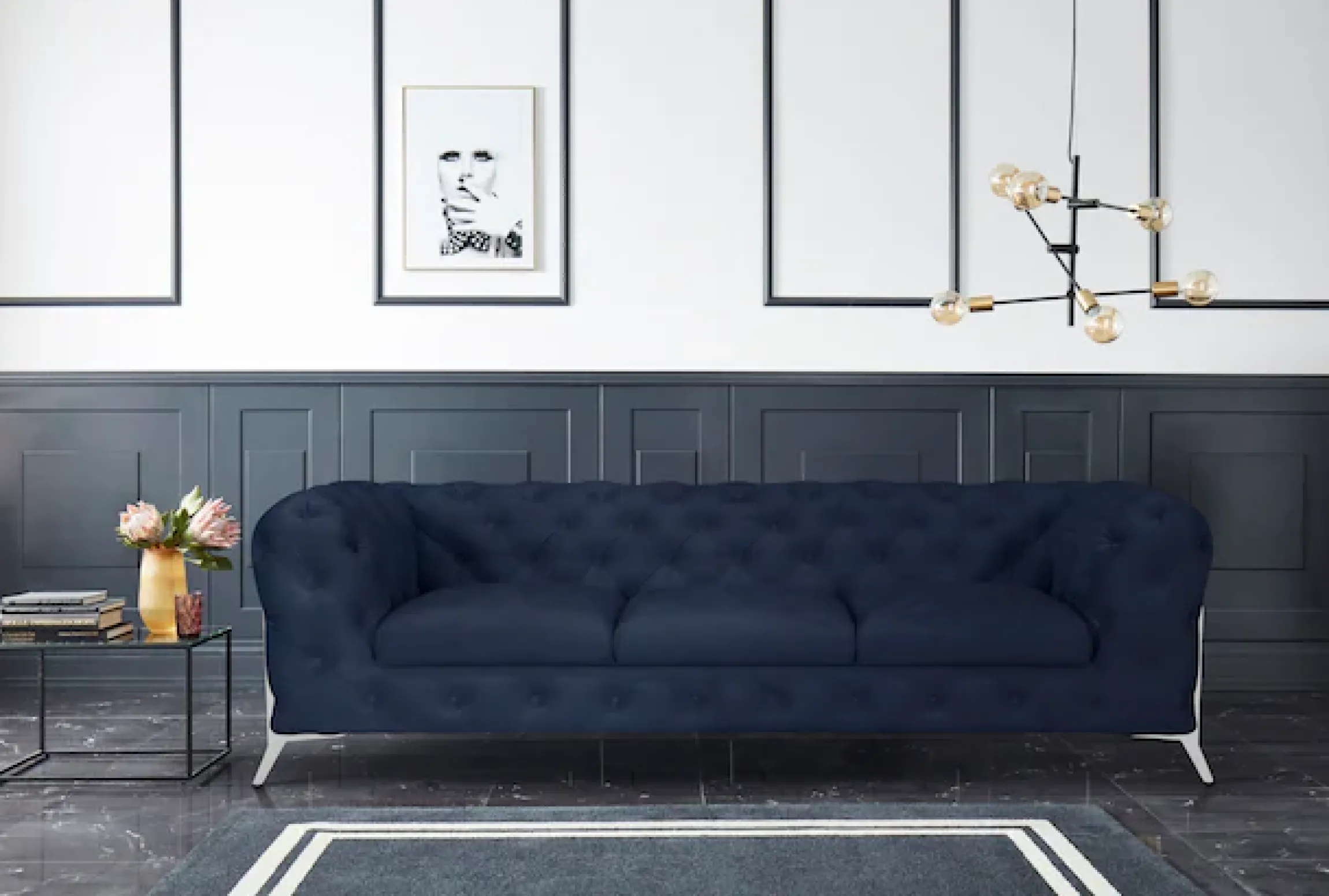 Home affaire Chesterfield-Sofa »Amaury« aufwändige Knopfheftung, moderne Chesterfield Optik, Fußfarbe wählbar