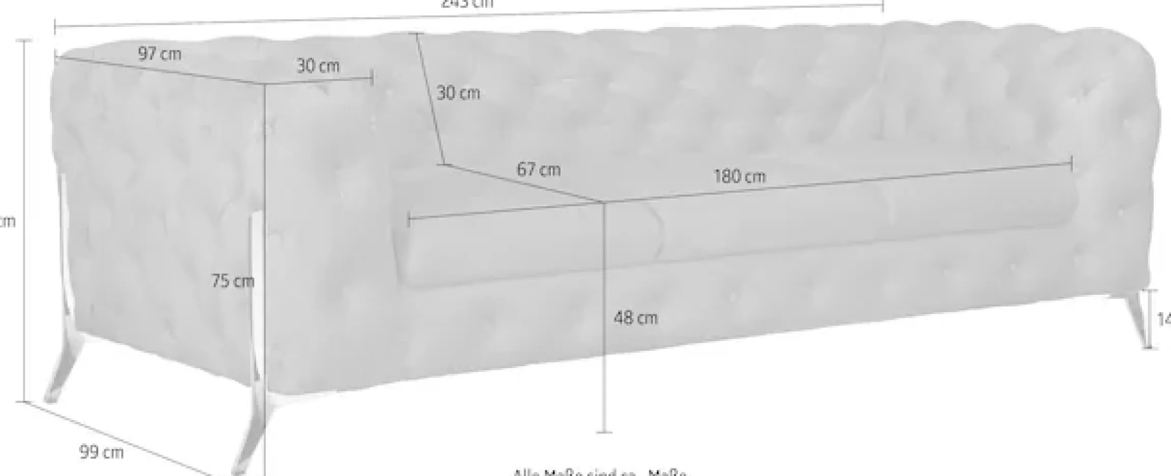Home affaire Chesterfield-Sofa »Amaury« aufwändige Knopfheftung, moderne Chesterfield Optik, Fußfarbe wählbar