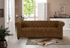Home affaire Chesterfield-Sofa »Rysum« Chesterfield-Optik, in 2 Bezugsqualitäten, 2 Ausf. schnell lieferbar