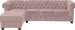 Home affaire Chesterfield-Sofa »New Castle L-Form« hochwertige Knopfheftung in Chesterfield-Design, B/T/H: 255(171/72)