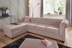 Home affaire Chesterfield-Sofa »New Castle L-Form« hochwertige Knopfheftung in Chesterfield-Design, B/T/H: 255(171/72)