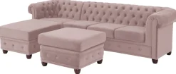 Home affaire Chesterfield-Sofa »New Castle L-Form« hochwertige Knopfheftung in Chesterfield-Design, B/T/H: 255(171/72)