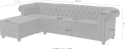 Home affaire Chesterfield-Sofa »New Castle L-Form« hochwertige Knopfheftung in Chesterfield-Design, B/T/H: 255(171/72)
