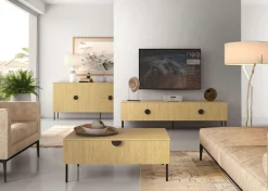 Home affaire Couchtisch »BELLOT Kaffeetisch mit viel Stauraum, 100x66cm, modernes Design« Beistelltisch mit zusätzlichen Aufbewahrungsschränken, goldene Akzente