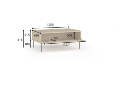 Home affaire Couchtisch »BELLOT Kaffeetisch mit viel Stauraum, 100x66cm, modernes Design« Beistelltisch mit zusätzlichen Aufbewahrungsschränken, goldene Akzente