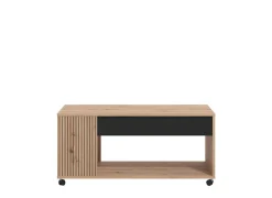 Home affaire Couchtisch »Mayenne Kaffeetisch, 101 cm,rechteckig, modern design, mit rollen« mit Schublade, mit dekorativen schwarzen Streifen, in Artisan Eiche