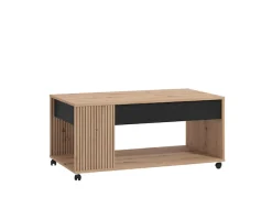 Home affaire Couchtisch »Mayenne Kaffeetisch, 101 cm,rechteckig, modern design, mit rollen« mit Schublade, mit dekorativen schwarzen Streifen, in Artisan Eiche