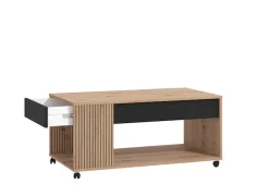 Home affaire Couchtisch »Mayenne Kaffeetisch, 101 cm,rechteckig, modern design, mit rollen« mit Schublade, mit dekorativen schwarzen Streifen, in Artisan Eiche