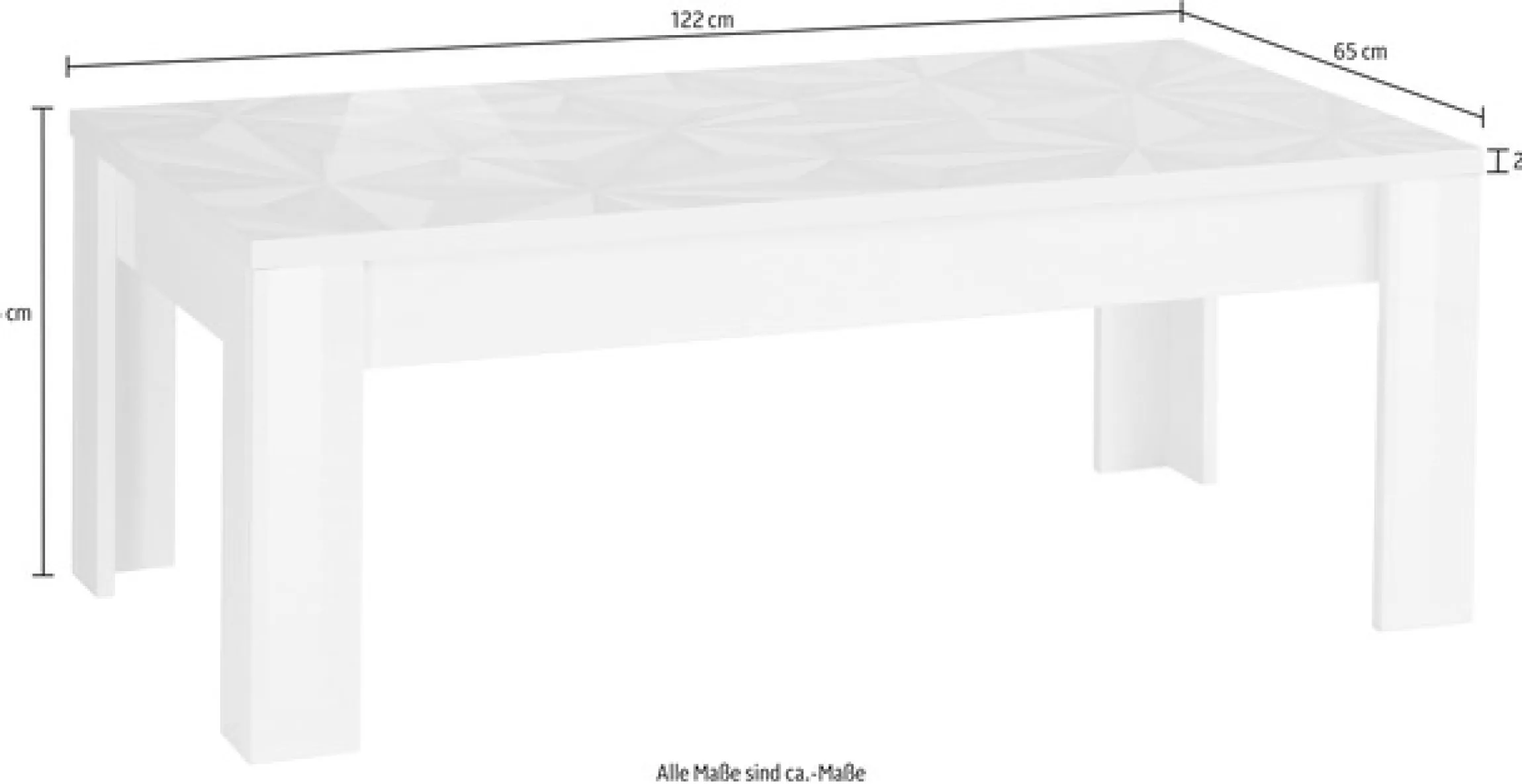 Home affaire Couchtisch »Prisma 122x65 cm, Wohnzimmertisch mit Winkelfuß« Sofatisch, rechteckig, Tischplattenstärke 22 mm