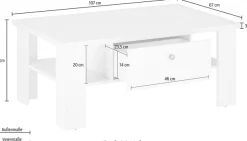 Home affaire Couchtisch »RAVENNA« im zeitlosen Landhausstil, Breite 107 cm, Griffe aus Metall