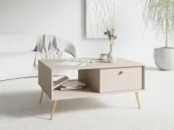 Home affaire Couchtisch »ROMELIS beige Kaffeetisch mit viel Stauraum, 87x66cm, modernes Design« pflegeleichter Beistelltisch mit zusätzlichen Aufbewahrungsschränken
