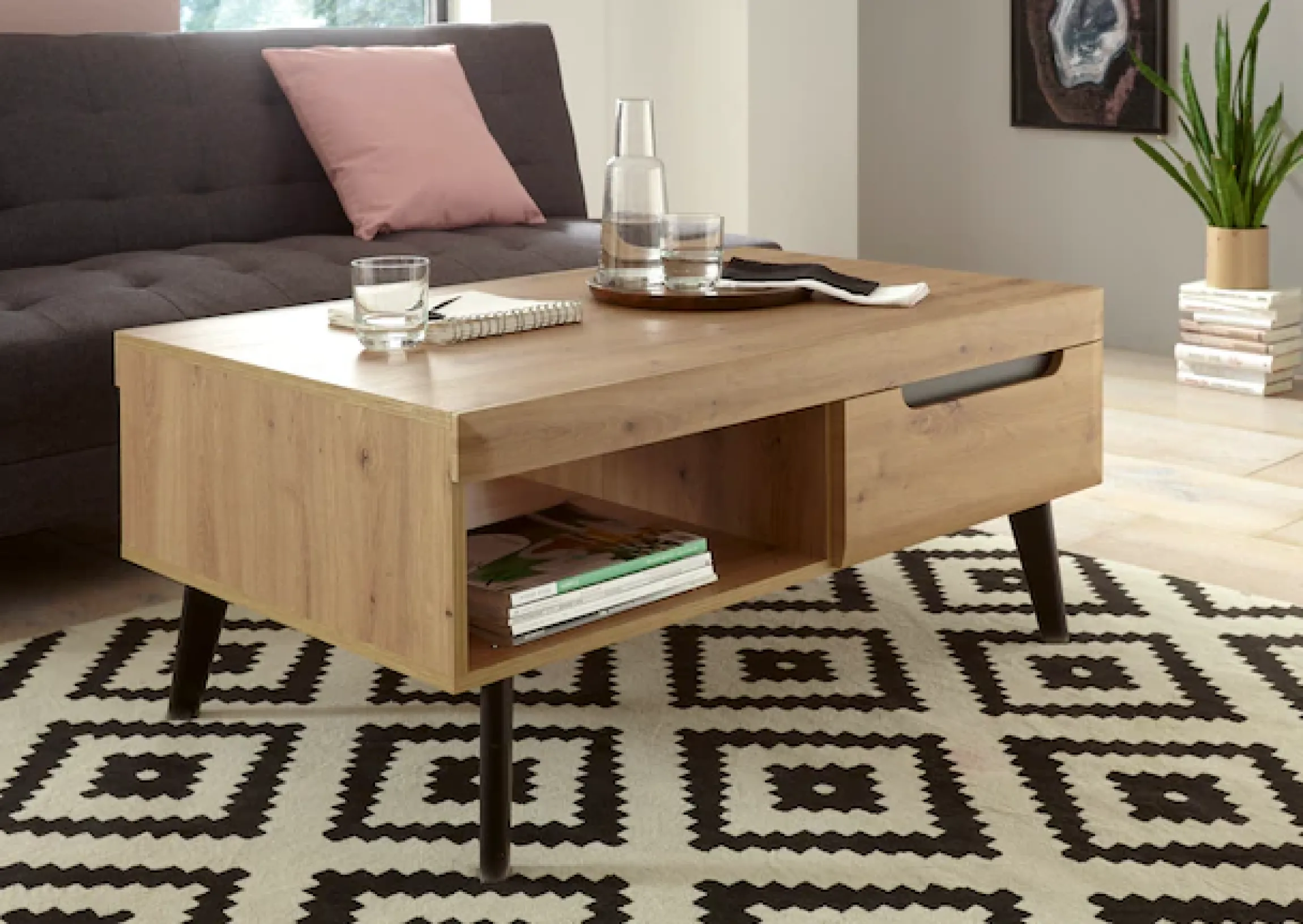 Home affaire Couchtisch »Torge, Beistelltisch, Wohnzimmertisch, Tisch, Sofatisch« 1 Stk. tlg. Schubkästen und Ablagefach, in drei Farben verfügbar