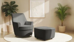 Home affaire Drehsessel »HETTY, Drehsessel mit Wippfunktion und Hocker; Lesesessel, Armsessel« Set, 2 Stk. tlg. mit Dreh/Wippfunktion, mit Federkern, in Cord und Microfaser