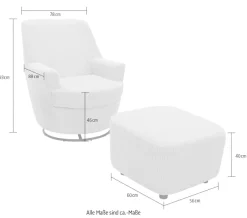 Home affaire Drehsessel »HETTY, Drehsessel mit Wippfunktion und Hocker; Lesesessel, Armsessel« Set, 2 Stk. tlg. mit Dreh/Wippfunktion, mit Federkern, in Cord und Microfaser