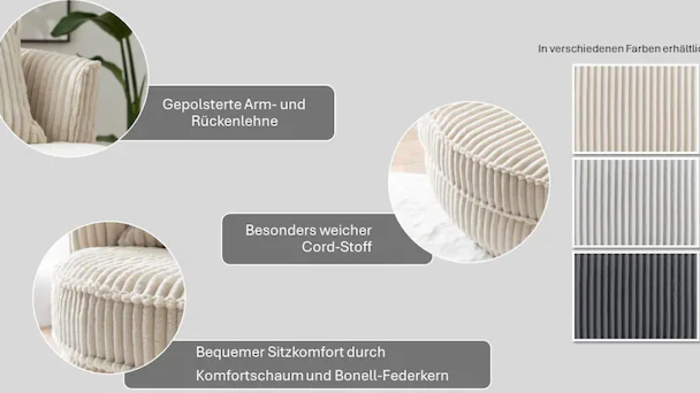 Home affaire Drehsessel »MAISIE Cord, Lese-Sessel, Love Seat,« trendige Stoffe MEGA CORD und Web-Velours, 360 Grad drehbar