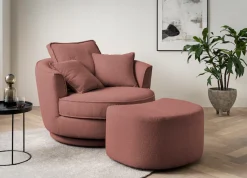 Home affaire Drehsessel »MAISIE Webvelours, Love Seat XXL Lese-Sessel, Big-Sessel mit Hocker,« 2 Stk. tlg. Set in MEGA CORD und Web-Velours, drehbar 360 Grad