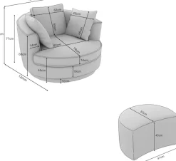 Home affaire Drehsessel »MAISIE Webvelours, Love Seat XXL Lese-Sessel, Big-Sessel mit Hocker,« 2 Stk. tlg. Set in MEGA CORD und Web-Velours, drehbar 360 Grad