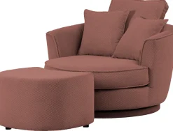 Home affaire Drehsessel »MAISIE Webvelours, Love Seat XXL Lese-Sessel, Big-Sessel mit Hocker,« 2 Stk. tlg. Set in MEGA CORD und Web-Velours, drehbar 360 Grad