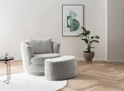 Home affaire Drehsessel »MAISIE Cord, Love Seat,Lese-Sessel,Sessel-Set, mit Hocker« 2 Stk. tlg. in MEGA CORD und Web-Velours, drehbar 360 Grad mit Hocker