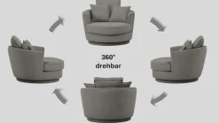 Home affaire Drehsessel »MAISIE Webvelours, Love Seat XXL, Lese-Sessel BIG-« Sessel in MEGA CORD u. Web-Velours, 360 Grad drehbar