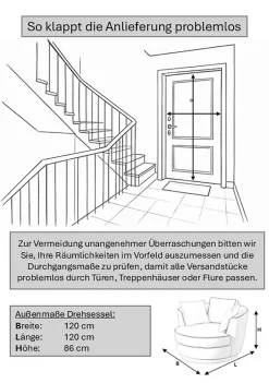 Home affaire Drehsessel »MAISIE Webvelours, Love Seat XXL, Lese-Sessel BIG-« Sessel in MEGA CORD u. Web-Velours, 360 Grad drehbar