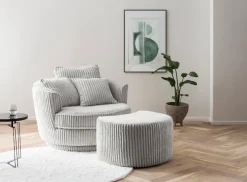 Home affaire Drehsessel »MAISIE Cord, Love Seat XXL Lese-Sessel, Big-Sessel mit Hocker,« 2 Stk. tlg. Set in MEGA CORD und Web-Velours, drehbar 360 Grad