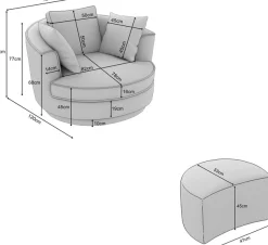 Home affaire Drehsessel »MAISIE Cord, Love Seat XXL Lese-Sessel, Big-Sessel mit Hocker,« 2 Stk. tlg. Set in MEGA CORD und Web-Velours, drehbar 360 Grad