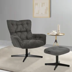 Home affaire Drehsessel »VERGAS Ohrensessel mit Hocker im Set« Relaxsessel mit 360-Grad-Drehfunktion u. Hocker, Web-Stoff