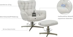 Home affaire Drehsessel »VERGAS Ohrensessel mit Hocker im Set« Relaxsessel mit 360-Grad-Drehfunktion u. Hocker, Web-Stoff
