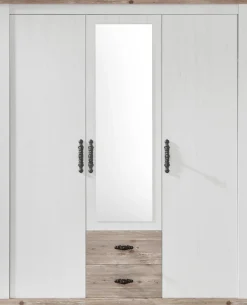 Home affaire Drehtürenschrank »Florenz Landhausschrank,rustikale Metallgriffe mit feinen Verzierungen« Kleiderschrank mit Spiegel Schlafzimmerschrank BESTSELLER Garderobe