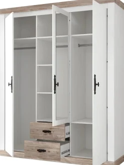 Home affaire Drehtürenschrank »Florenz Landhausschrank,rustikale Metallgriffe mit feinen Verzierungen« Kleiderschrank mit Spiegel Schlafzimmerschrank BESTSELLER Garderobe