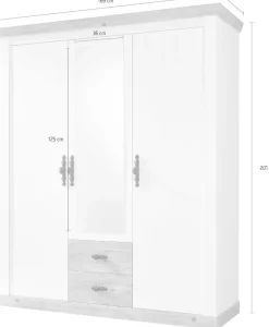 Home affaire Drehtürenschrank »Florenz Landhausschrank,rustikale Metallgriffe mit feinen Verzierungen« Kleiderschrank mit Spiegel Schlafzimmerschrank BESTSELLER Garderobe