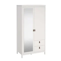 Home affaire Drehtürenschrank »Madrid, Schrank, Kleiderschrank« Skandinavisches Design, Wahlweise Leder- oder Metallgriffe, Spiegel