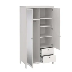 Home affaire Drehtürenschrank »Madrid, Schrank, Kleiderschrank« Skandinavisches Design, Wahlweise Leder- oder Metallgriffe, Spiegel