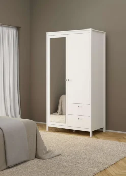 Home affaire Drehtürenschrank »Madrid, Schrank, Kleiderschrank« Skandinavisches Design, Wahlweise Leder- oder Metallgriffe, Spiegel