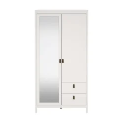 Home affaire Drehtürenschrank »Madrid, Schrank, Kleiderschrank« Skandinavisches Design, Wahlweise Leder- oder Metallgriffe, Spiegel