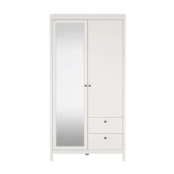 Home affaire Drehtürenschrank »Madrid, Schrank, Kleiderschrank« Skandinavisches Design, Wahlweise Leder- oder Metallgriffe, Spiegel