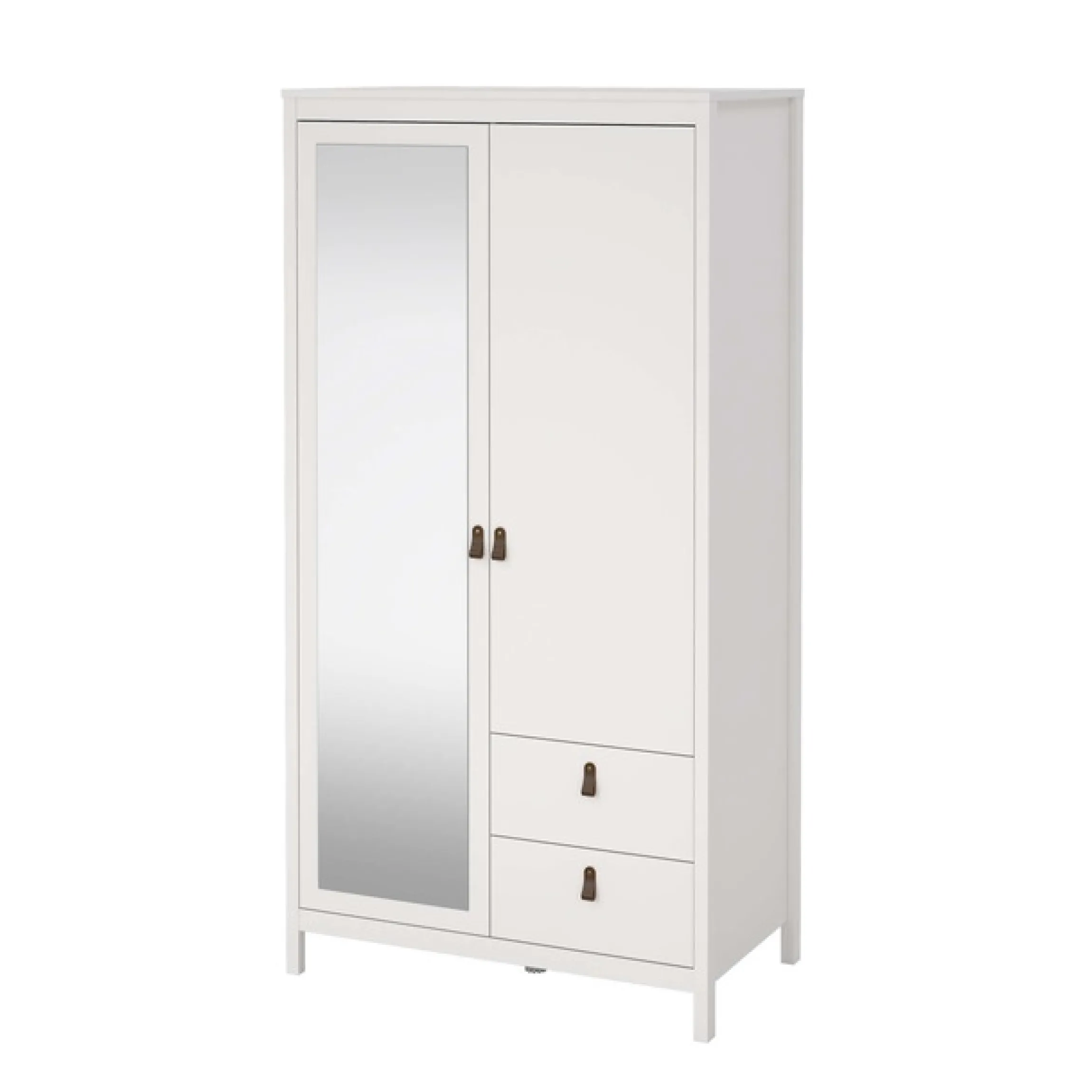 Home affaire Drehtürenschrank »Madrid, Schrank, Kleiderschrank« Skandinavisches Design, Wahlweise Leder- oder Metallgriffe, Spiegel