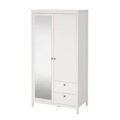 Home affaire Drehtürenschrank »Madrid, Schrank, Kleiderschrank« Skandinavisches Design, Wahlweise Leder- oder Metallgriffe, Spiegel